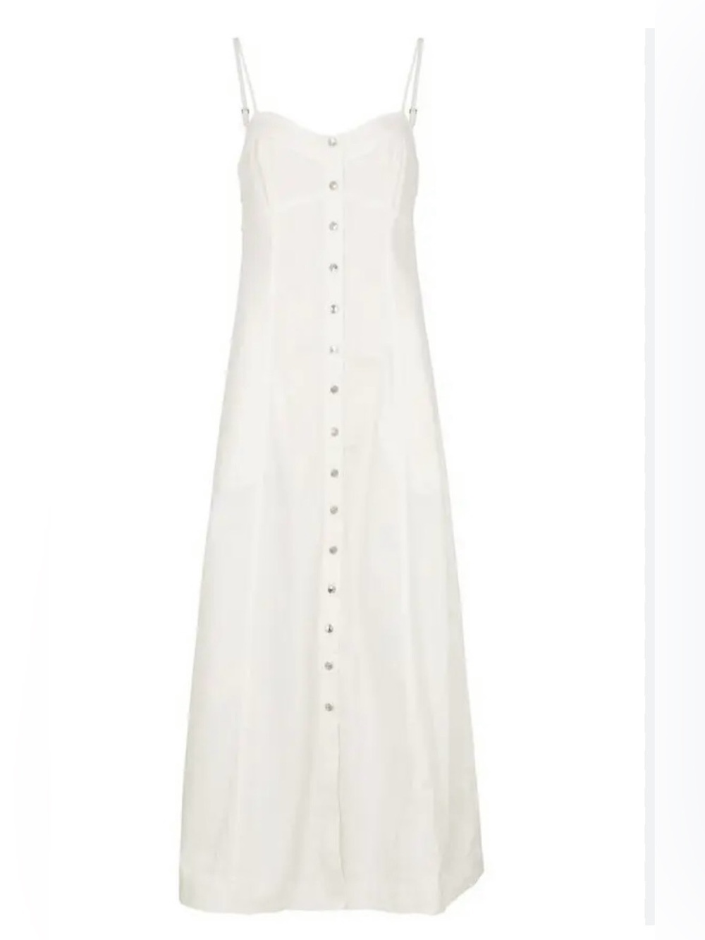 Free People Ivory Button-Front Spaghetti Strap Maxi Dress